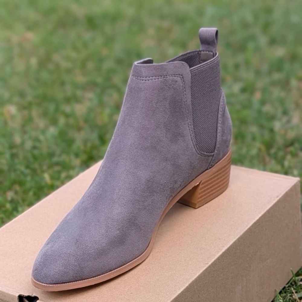 Gray Suede Ankle Boots